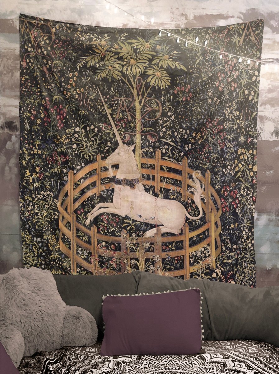 Medieval Unicorn Tapestry - The Unicorn In Captivity (Printed)
