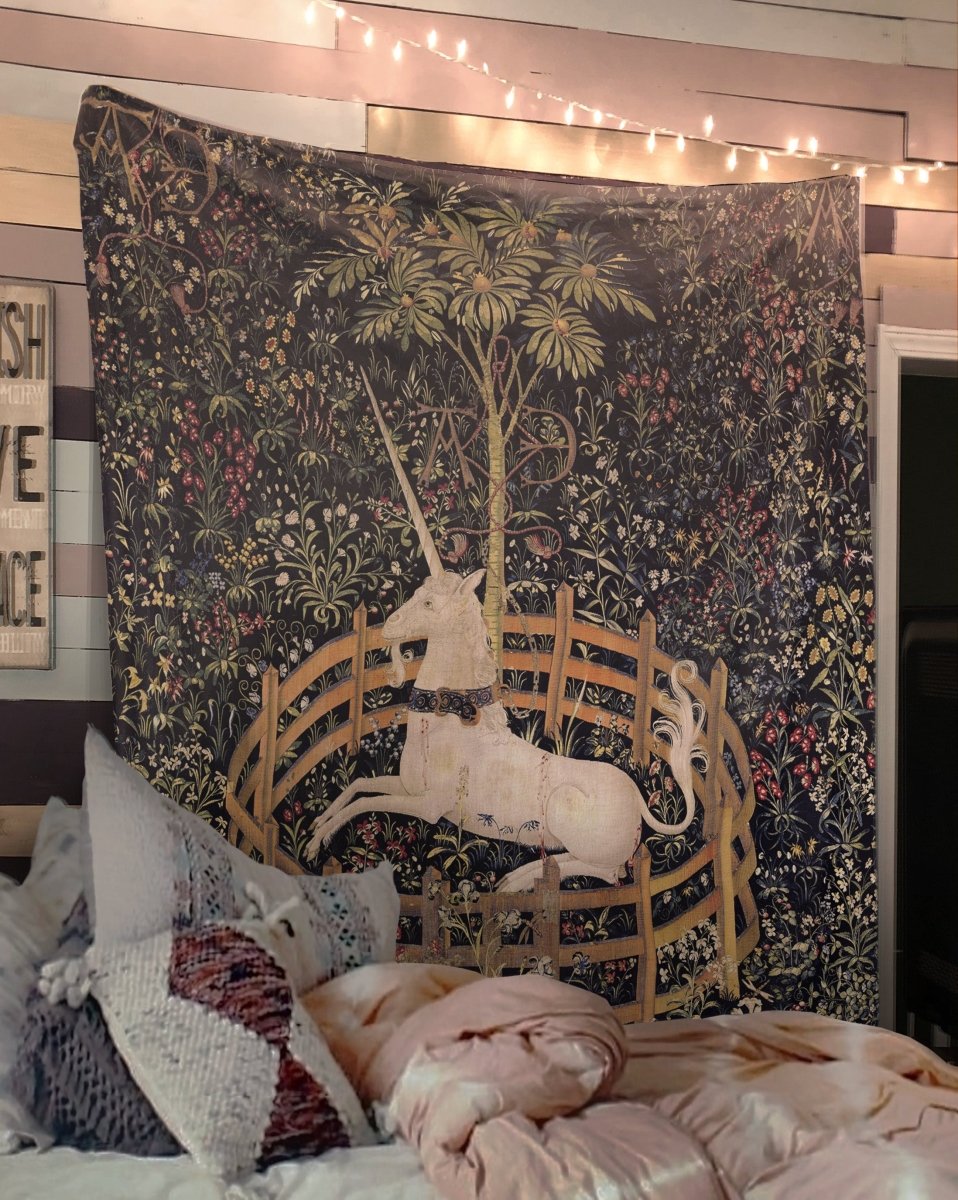 Medieval Unicorn Tapestry - The Unicorn In Captivity (Printed)