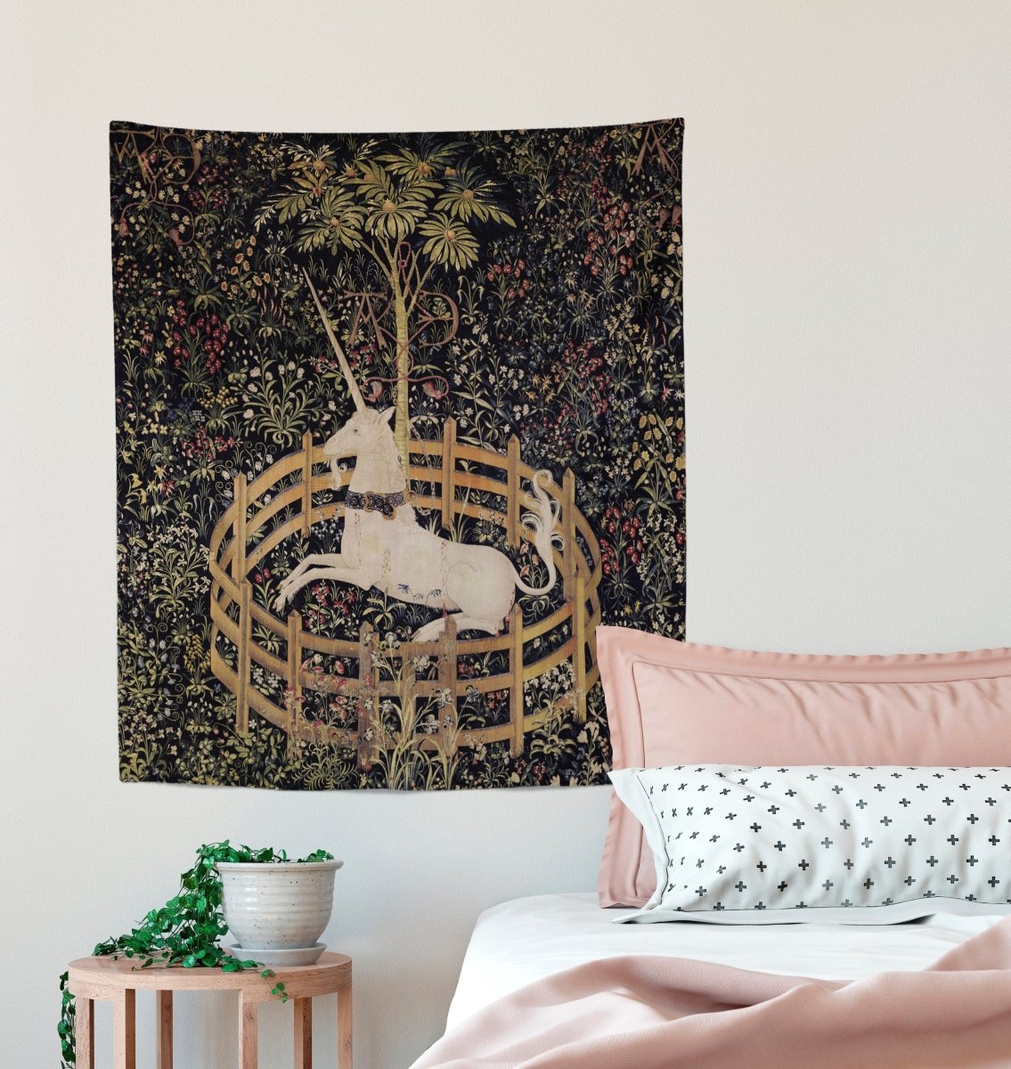 Medieval Unicorn Tapestry - The Unicorn In Captivity (Printed)