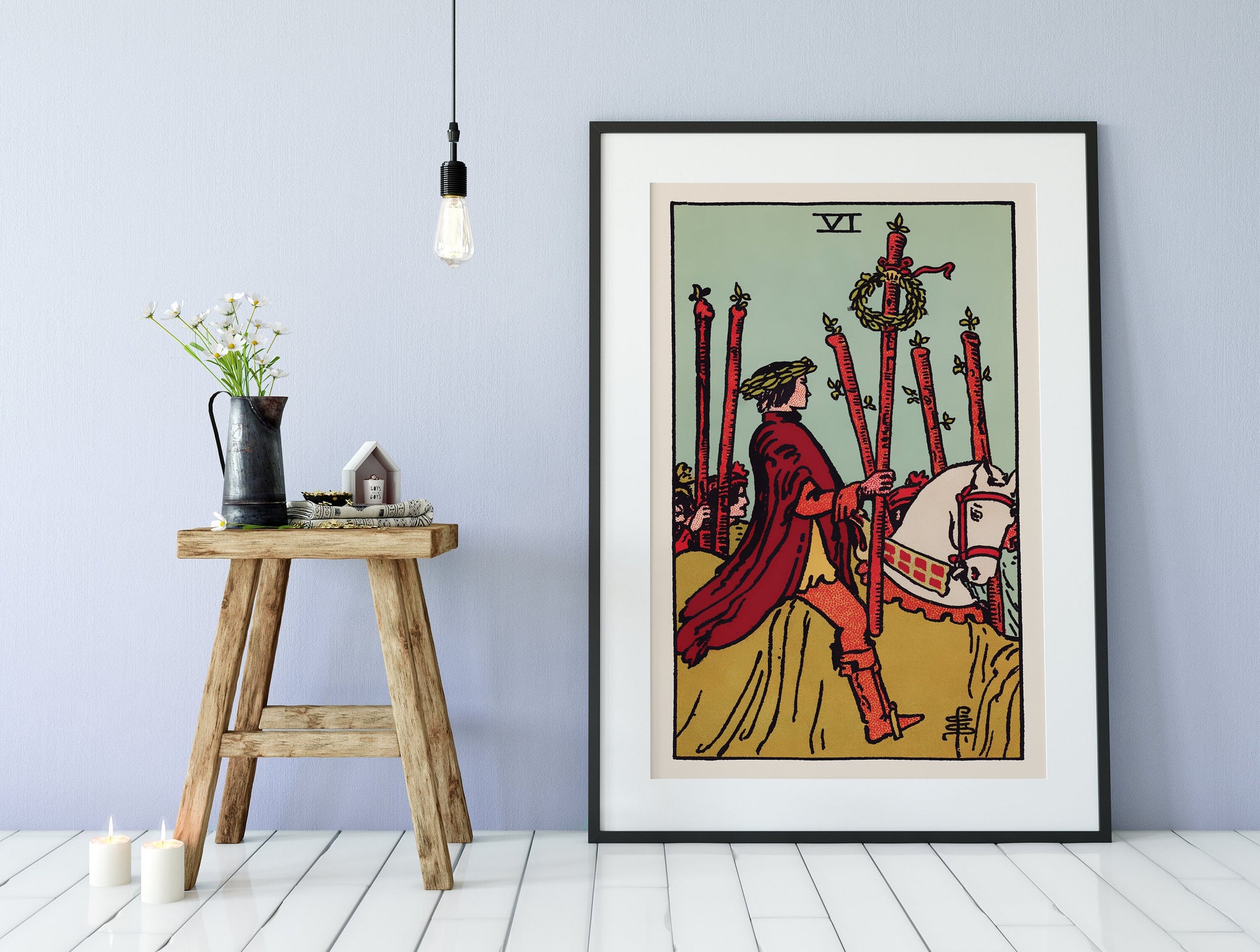 6 of Wands- Tarot Card Print - The Six of Wands Card Poster, No Frame
