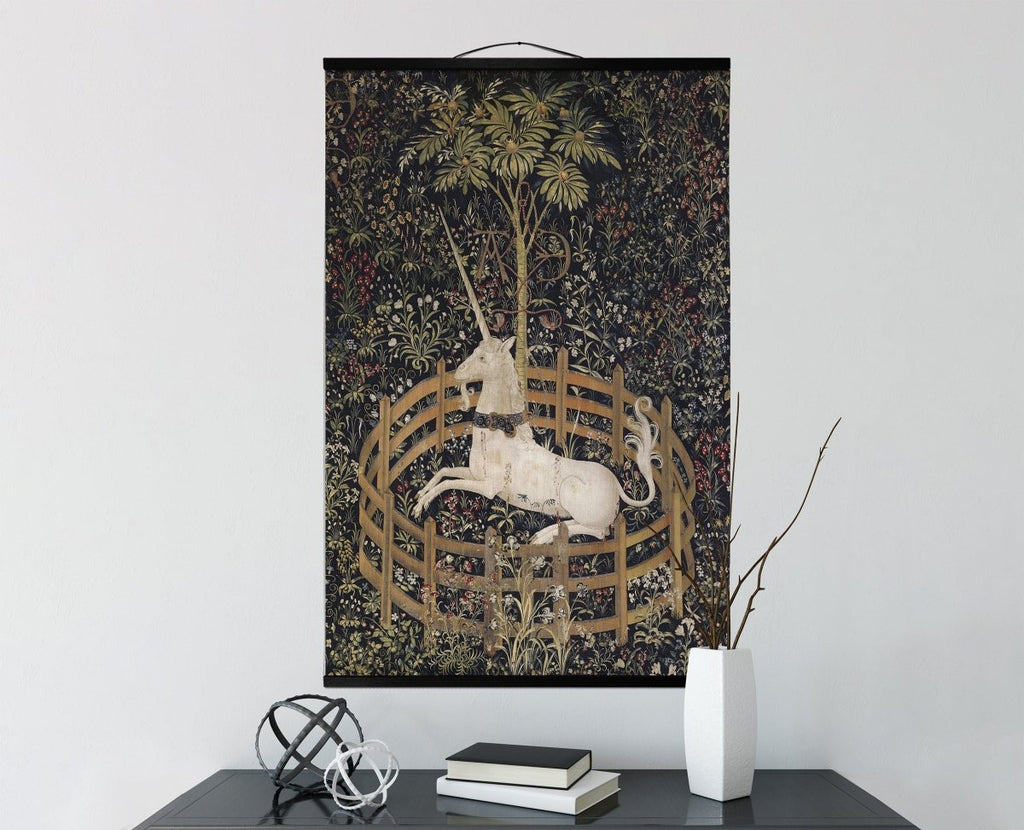 Medieval Unicorn Tapestry – Canvas Wall Hanging, Unicorn in Captivity