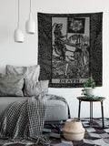Death Tarot Card Black and Gray Tapestry - Black & Grey