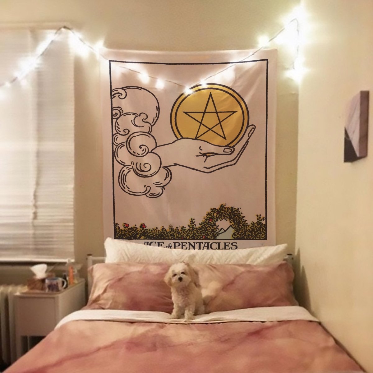 Ace of Pentacles Tarot Card Tapestry - Rider Waite Deck