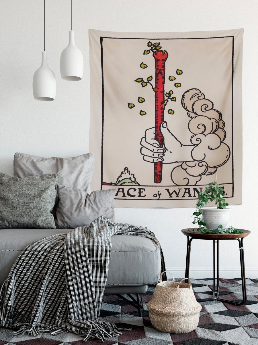 Ace of Wands Tarot Card Tapestry - Rider Waite Design