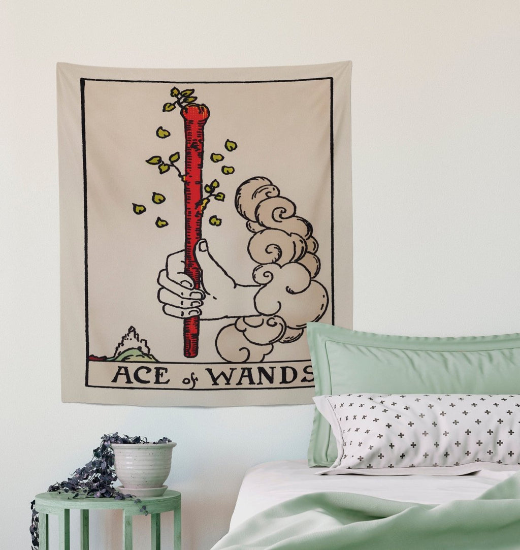 Ace of Wands Tarot Card Tapestry - Rider Waite Design