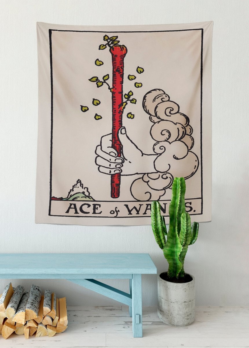 Ace of Wands Tarot Card Tapestry - Rider Waite Design