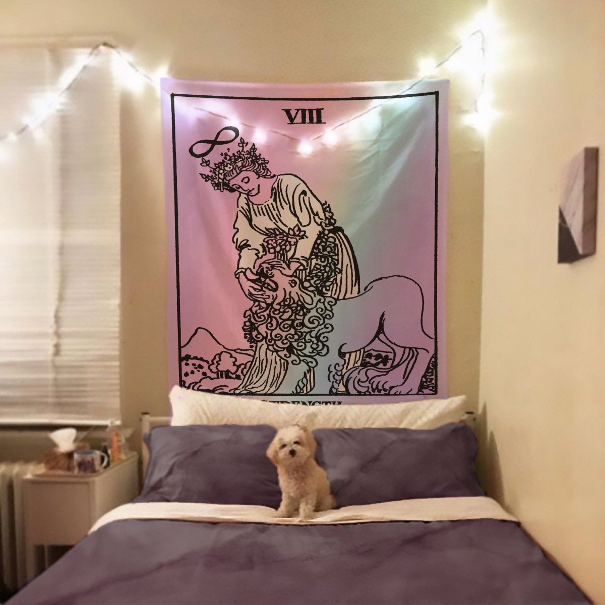 Strength Tarot Card Tapestry - Rider Waite Pastel Goth Art