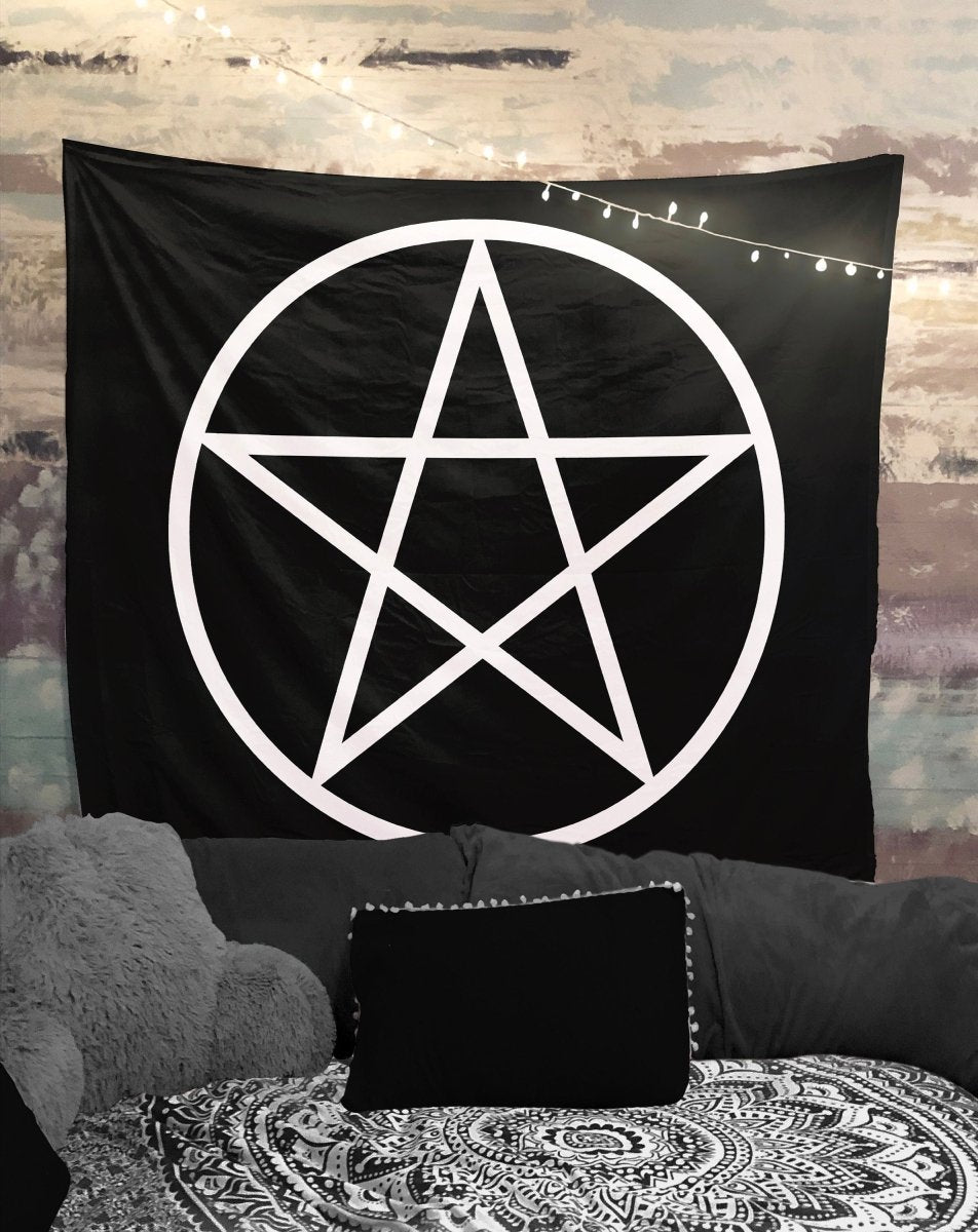 Pentagram Tapestry, Wiccan Occult Wall Hanging