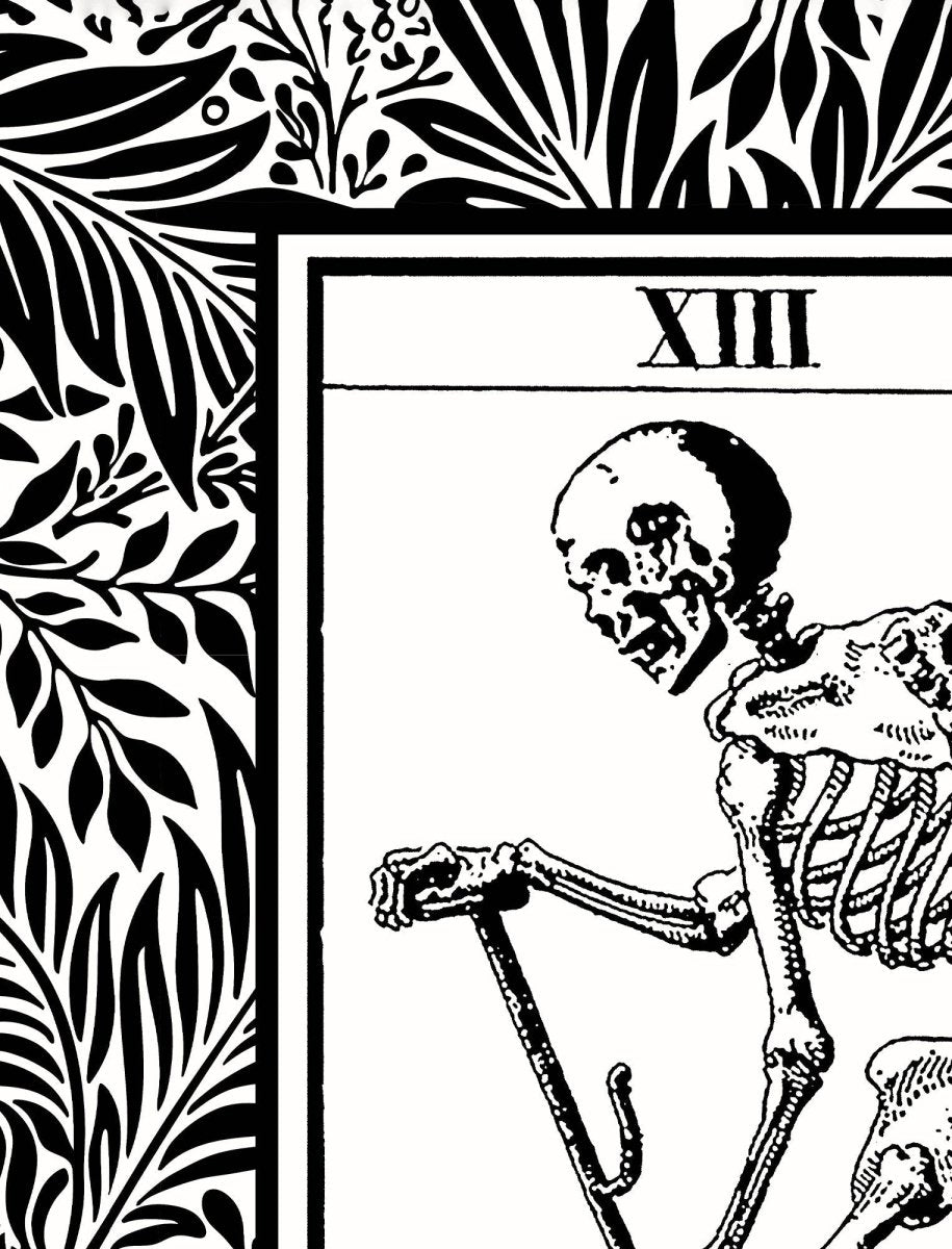 Death Tarot Card Tapestry - La Mort Black and Gray Wall Hanging