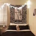 Death Tarot Card Tapestry - La Mort Black and Gray Wall Hanging