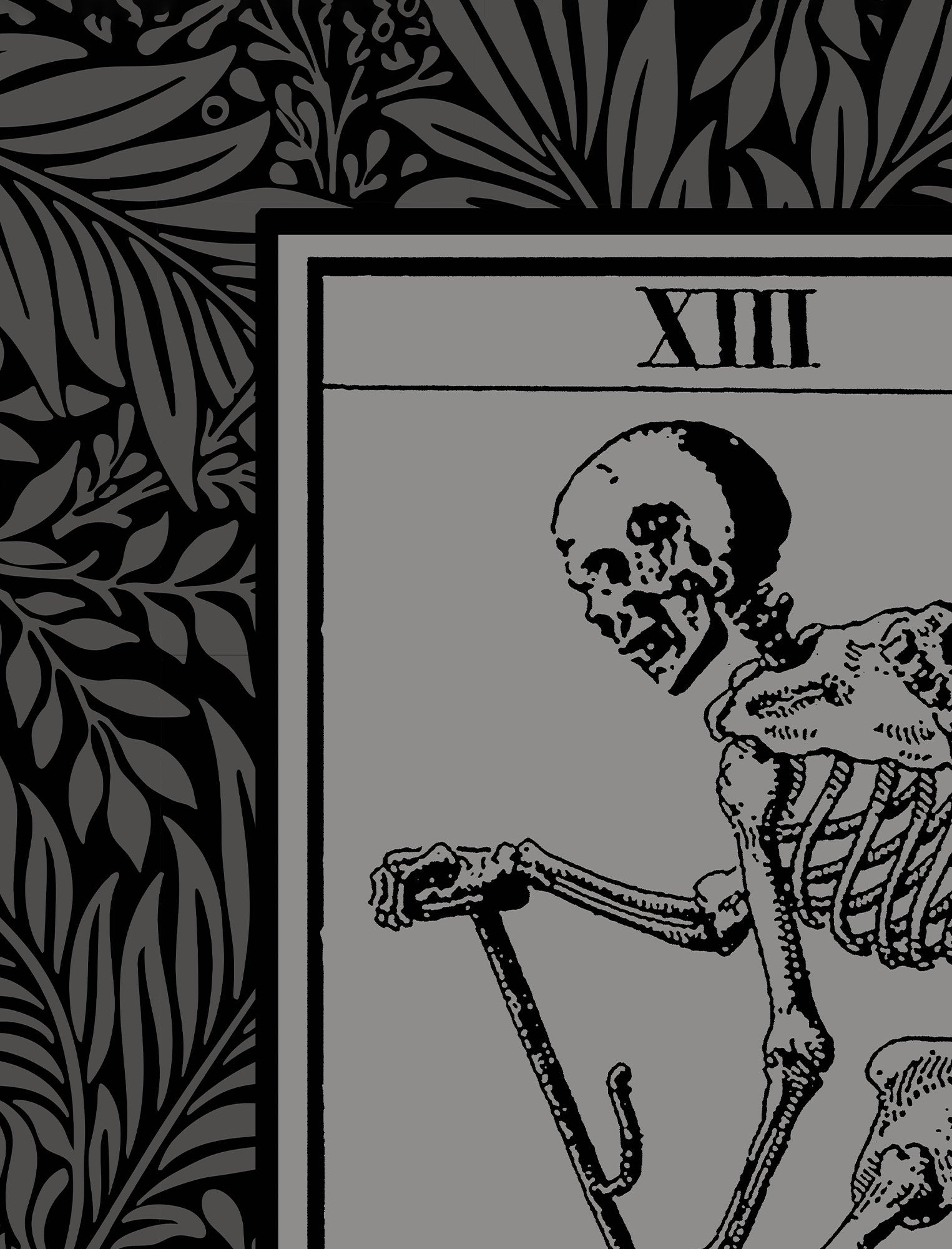 La Mort Tarot Card Tapestry - Death Tarot of Marseille, Black & Gray