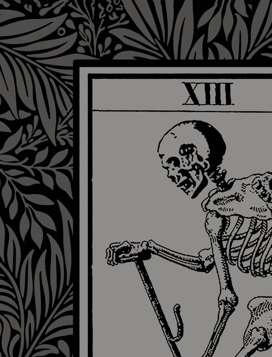La Mort Tarot Card Tapestry - Death Tarot of Marseille, Black & Gray