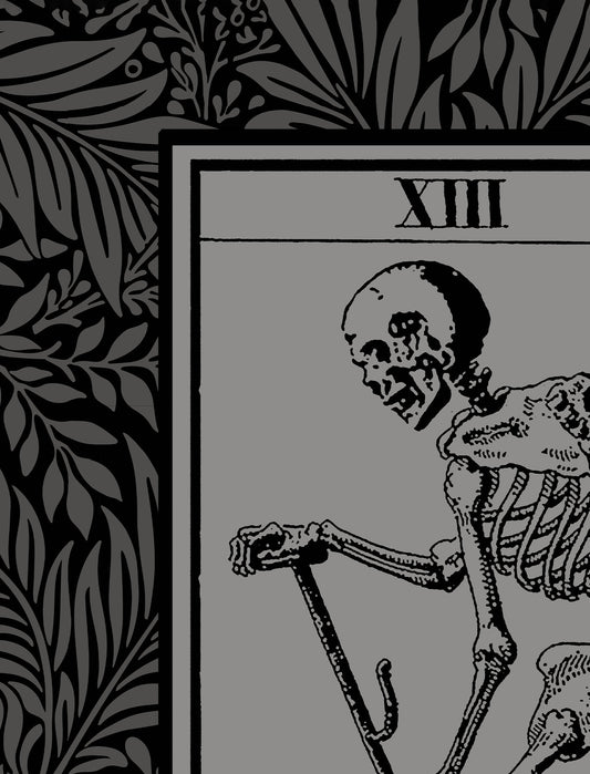 La Mort Tarot Card Tapestry - Death Tarot of Marseille, Black & Gray
