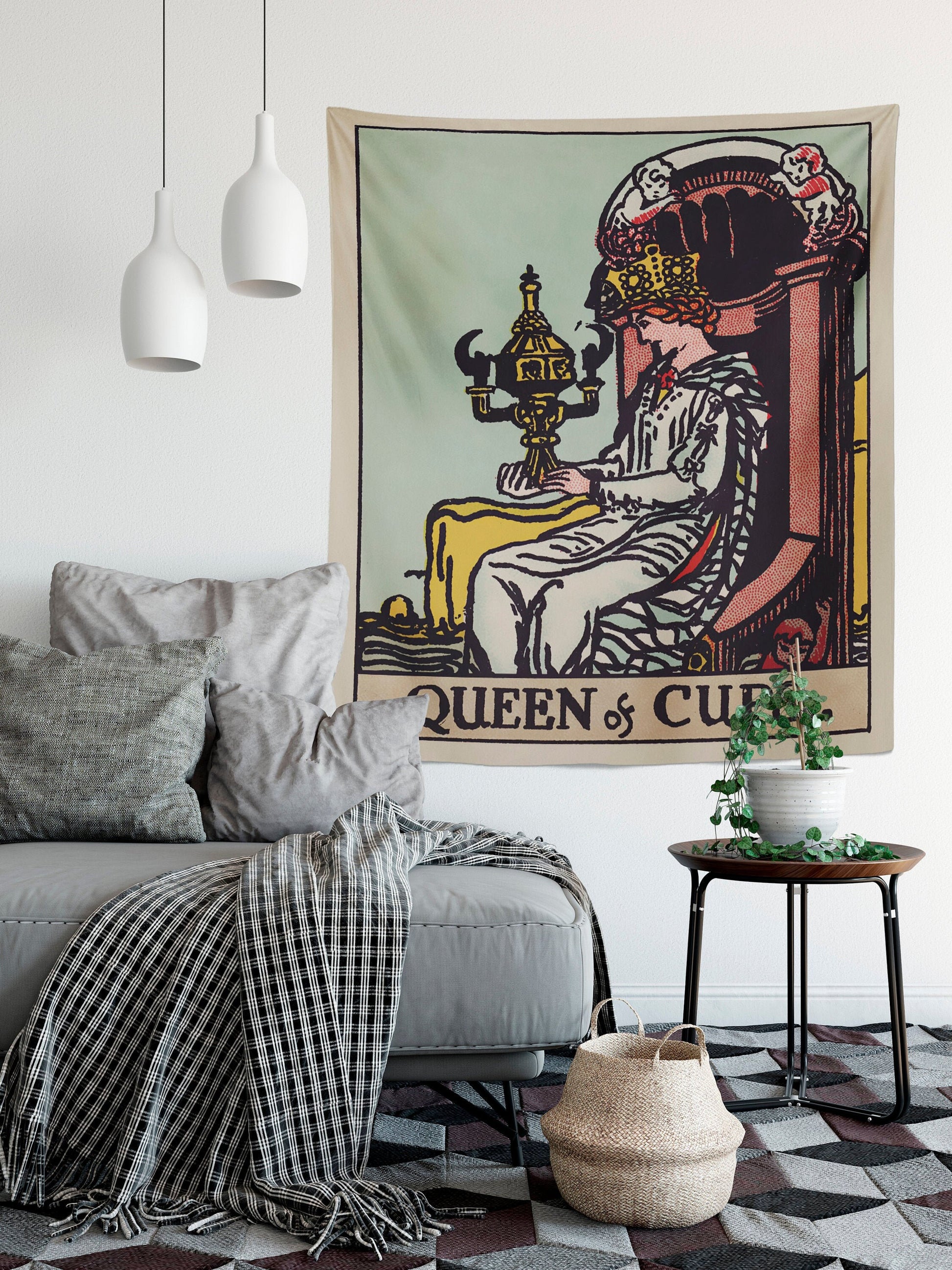 Queen of Cups Tapestry - Rider Waite Tarot Card Wall Hanging