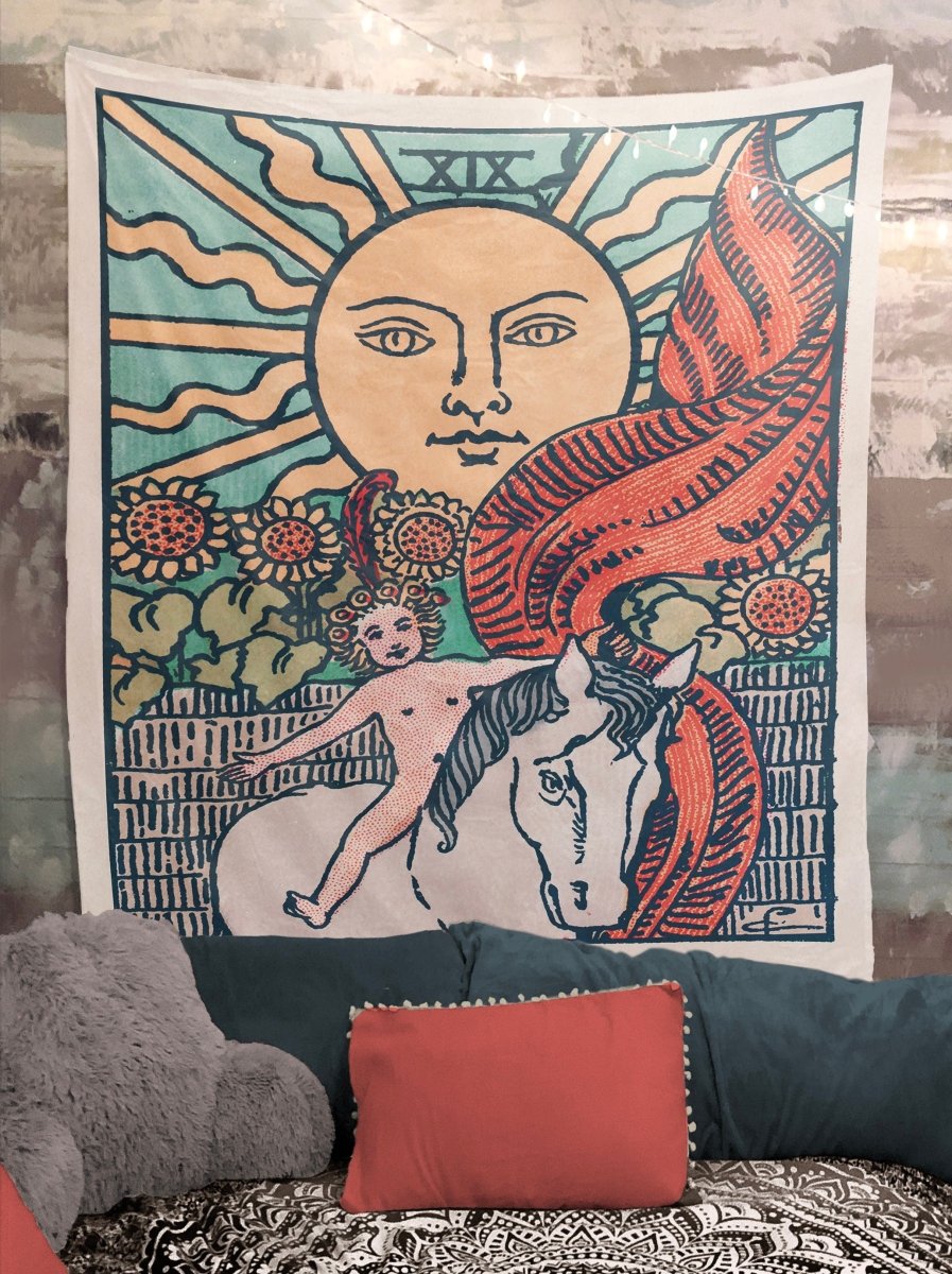 The Sun Tarot Card Tapestry – Rider Waite Pastel Art