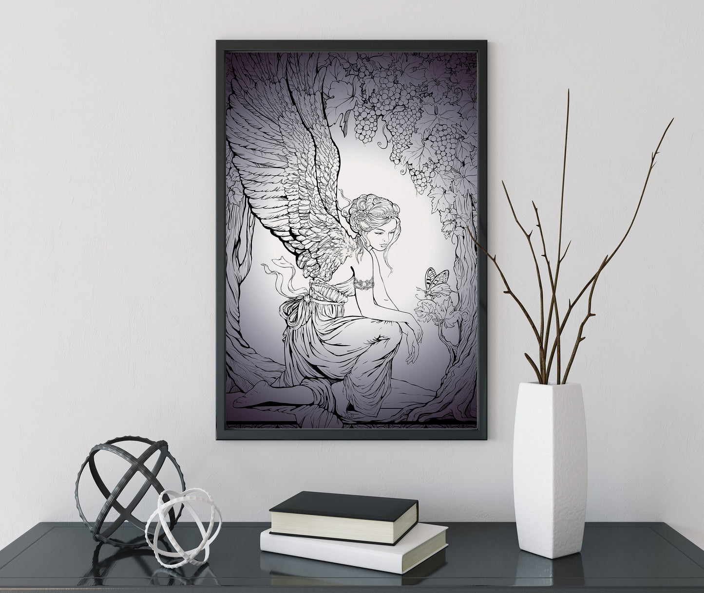 Vintage Fairy Print: Purple Butterfly Poster by DesignBohemian