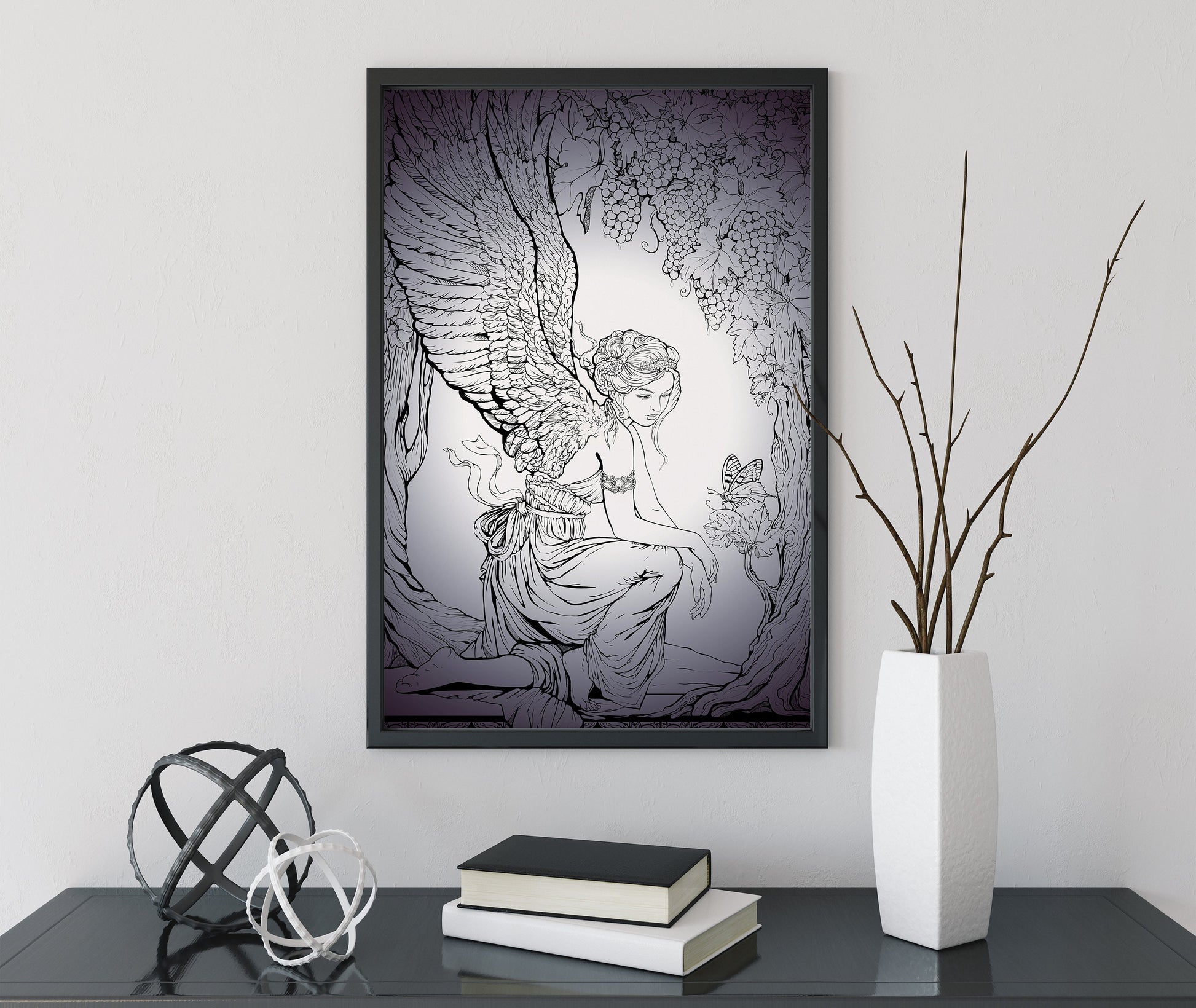 Vintage Fairy Print: Purple Butterfly Poster by DesignBohemian