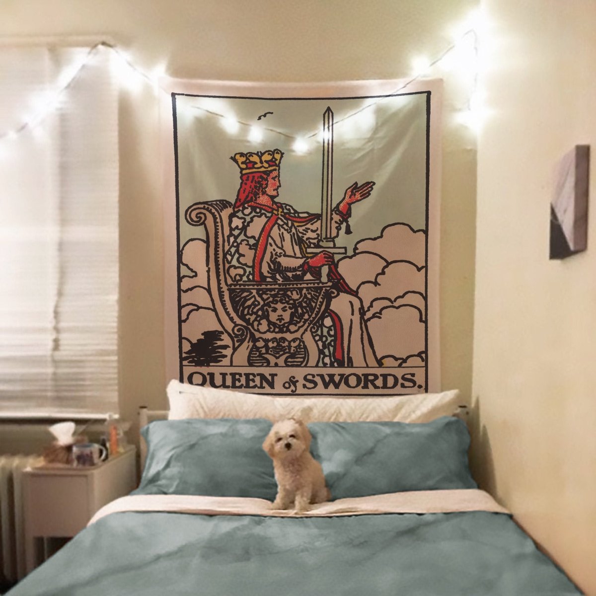 Queen of Swords Tapestry - Rider Waite Tarot Art