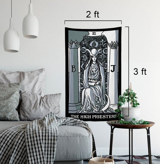 The High Priestess Tarot Card Tapestry – Full Card Design