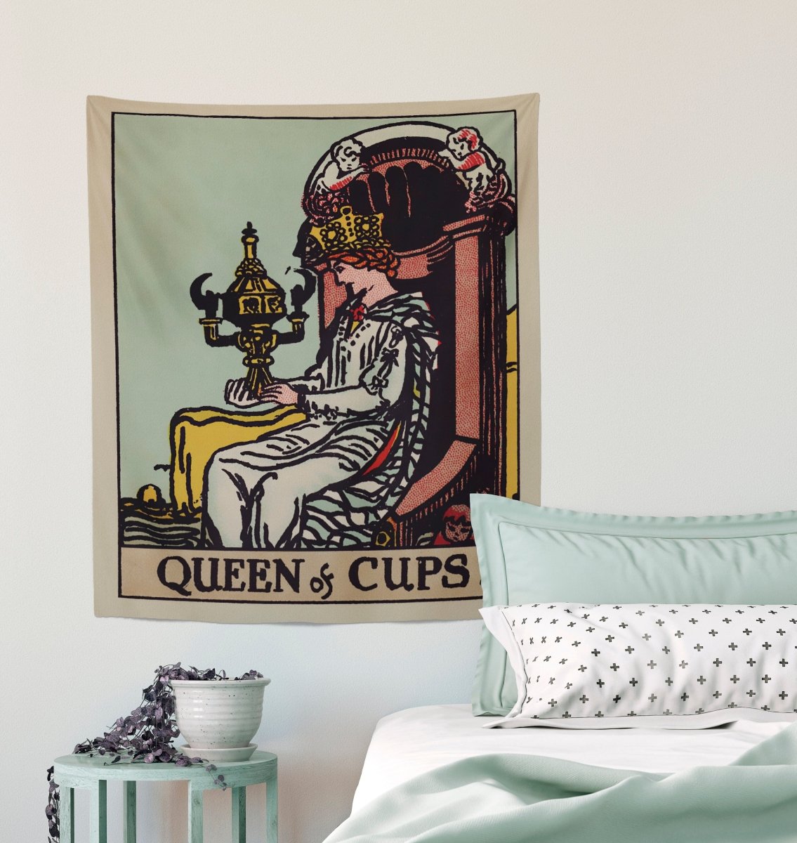 Queen of Cups Tapestry - Rider Waite Tarot Card Wall Hanging