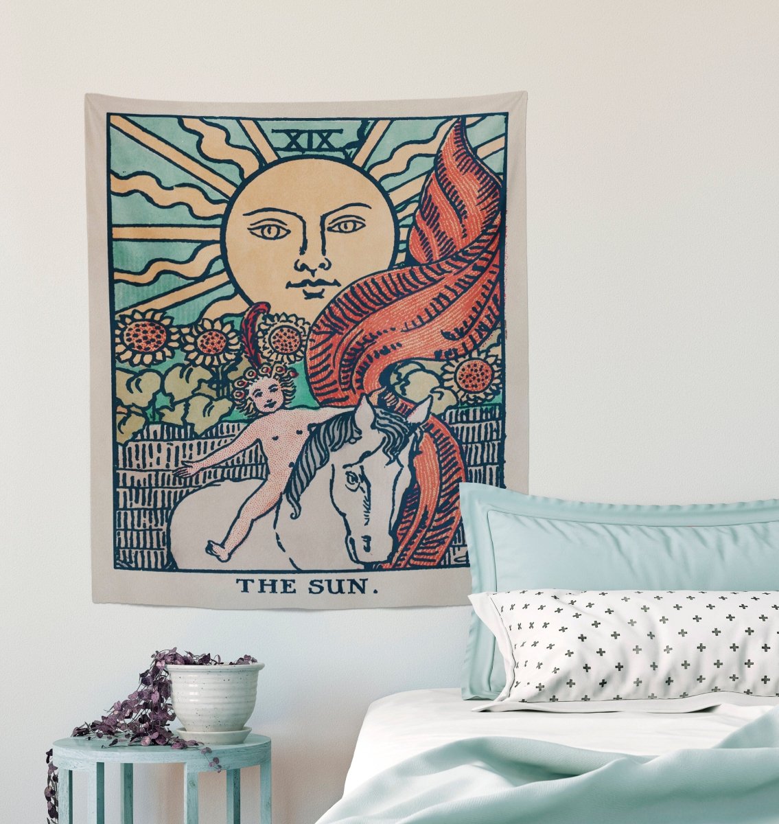 The Sun Tarot Card Tapestry – Rider Waite Pastel Art