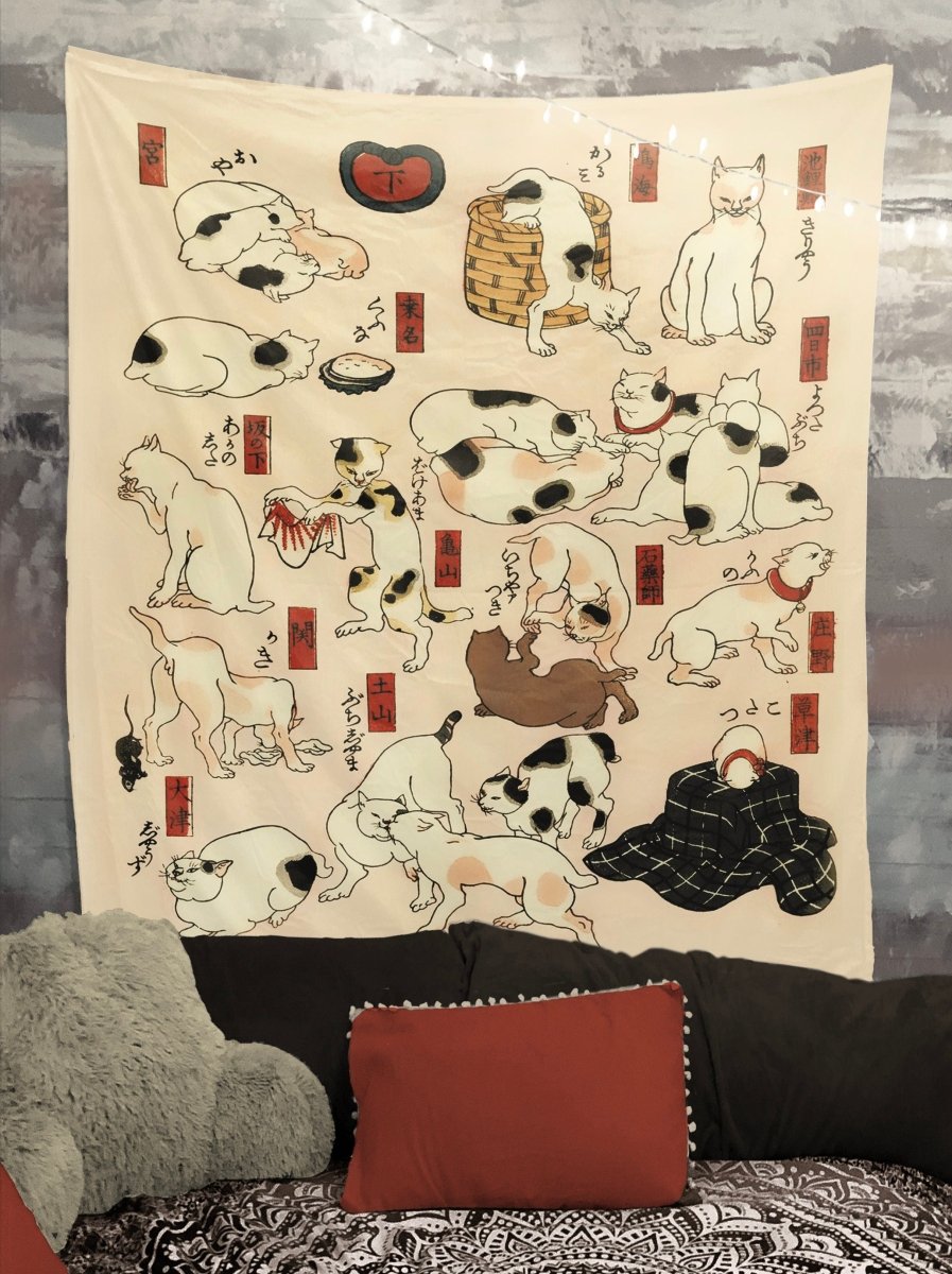 Japanese Cats (Utagawa Hiroshige) Tapestry