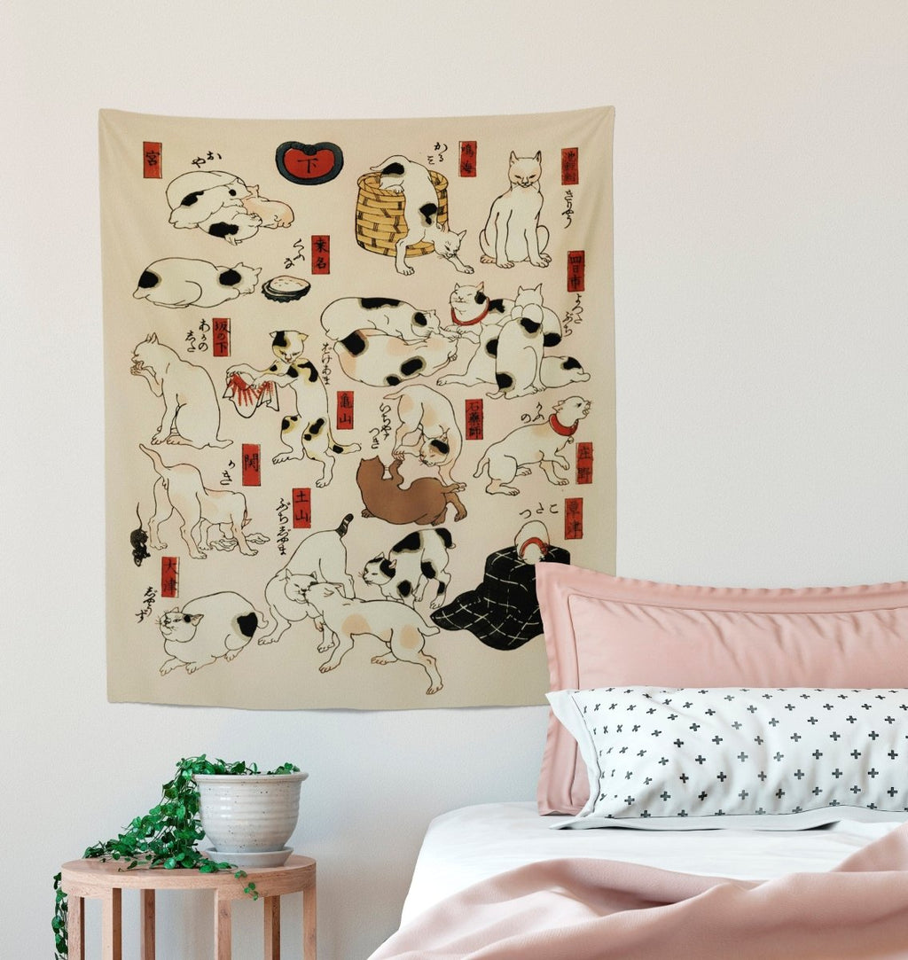 Japanese Cats (Utagawa Hiroshige) Tapestry