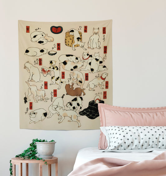 Japanese Cats (Utagawa Hiroshige) Tapestry