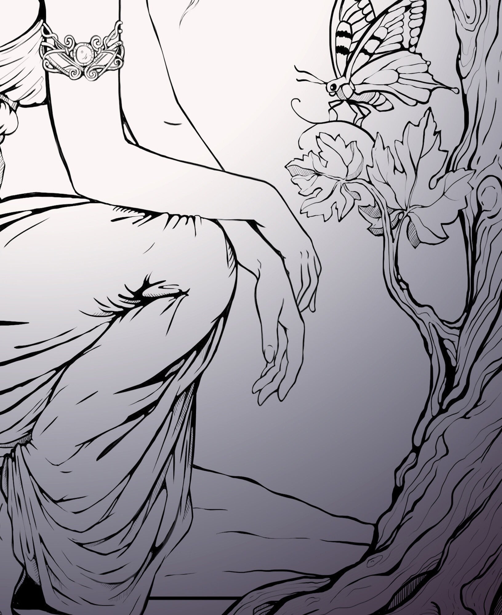 Vintage Fairy Print: Purple Butterfly Poster by DesignBohemian