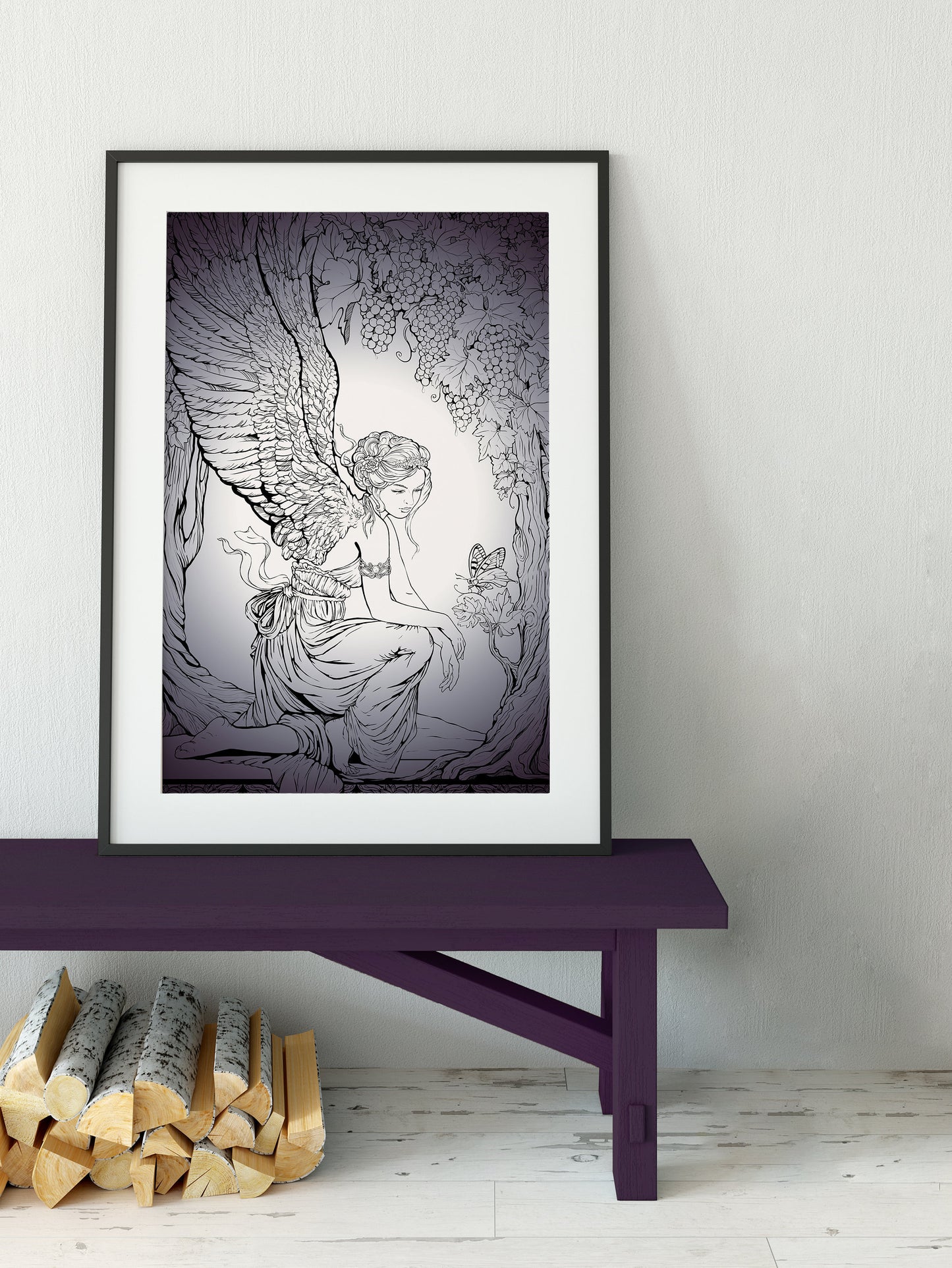 Vintage Fairy Print: Purple Butterfly Poster by DesignBohemian
