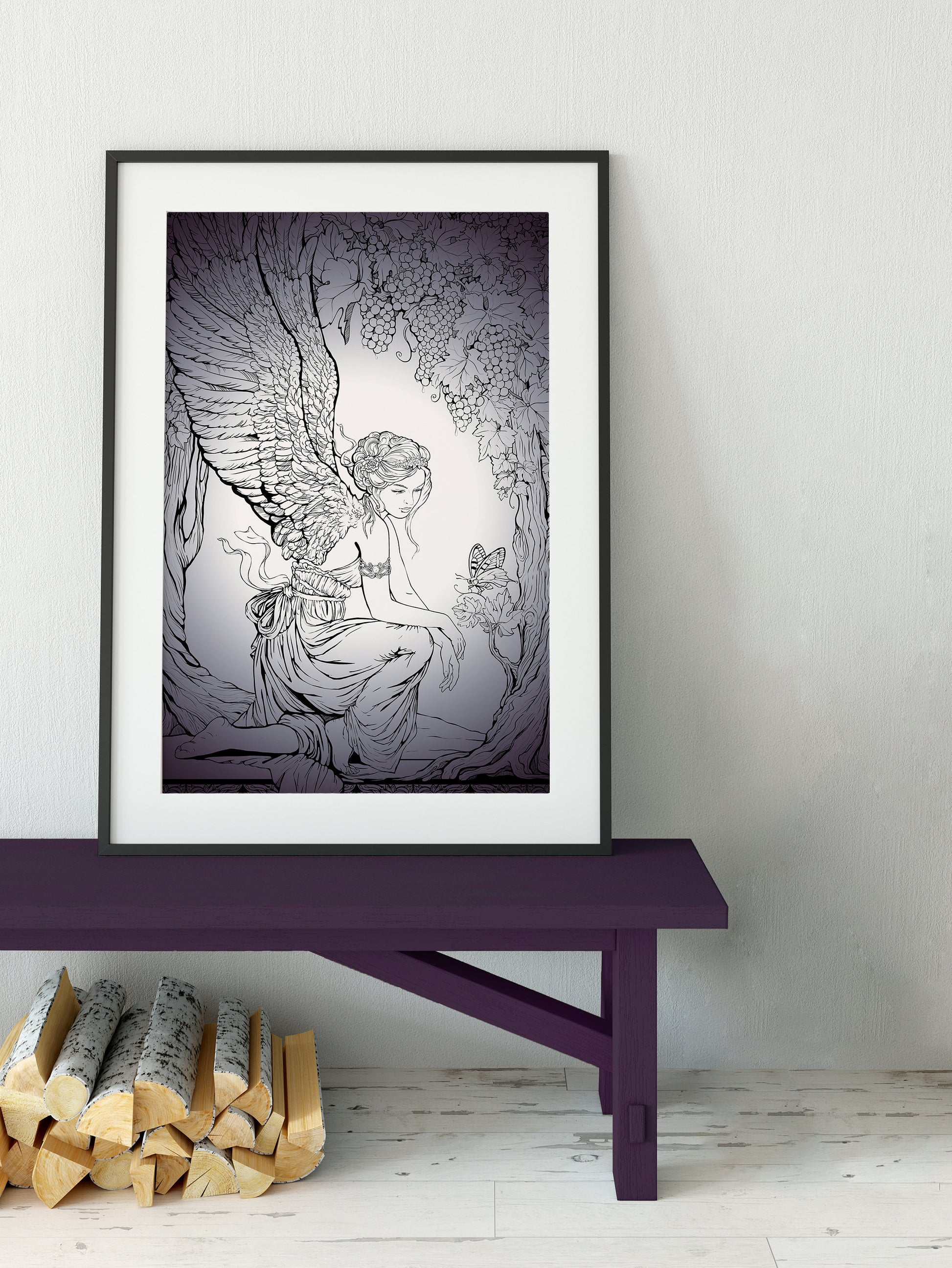 Vintage Fairy Print: Purple Butterfly Poster by DesignBohemian