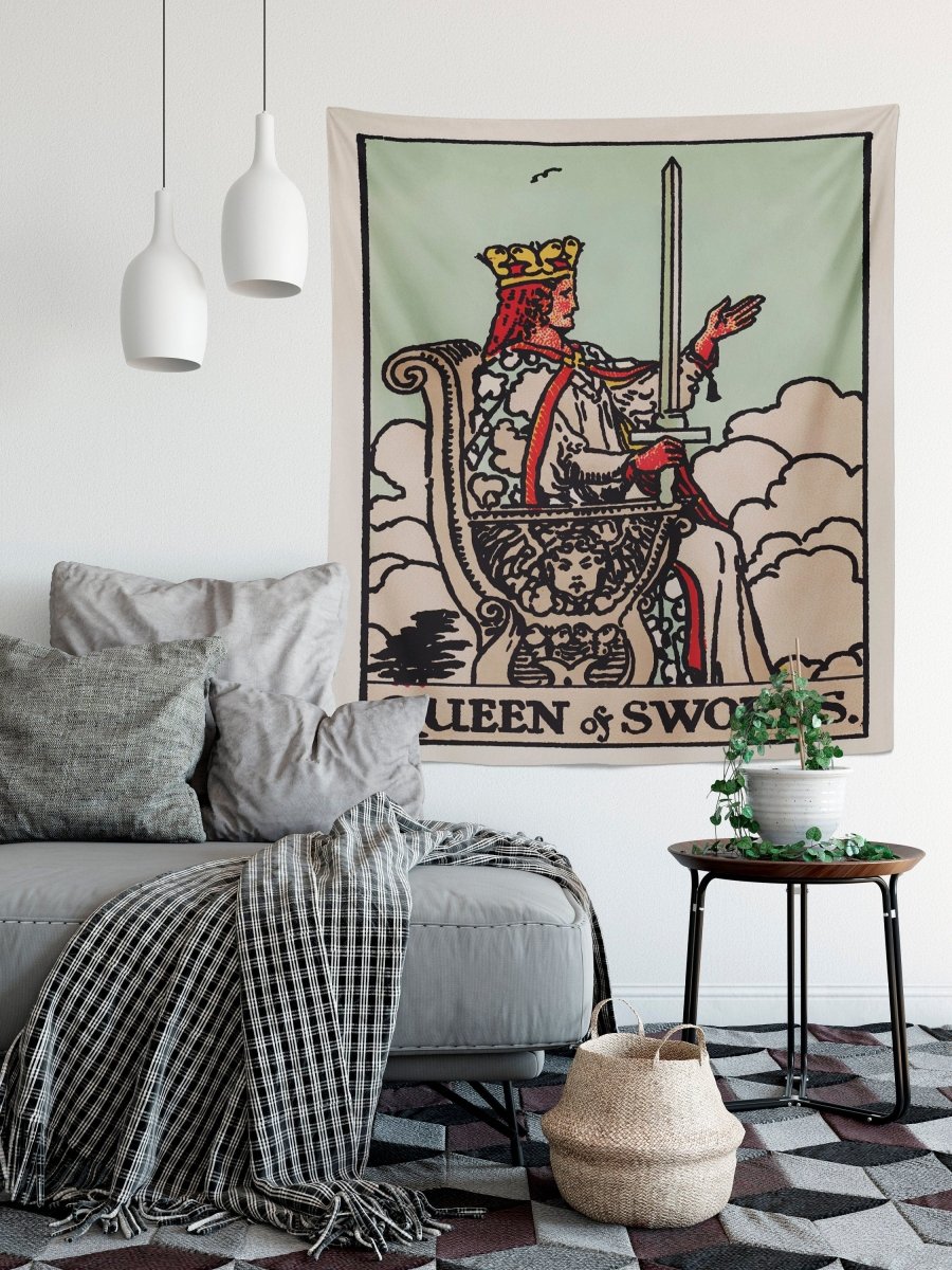 Queen of Swords Tapestry - Rider Waite Tarot Art
