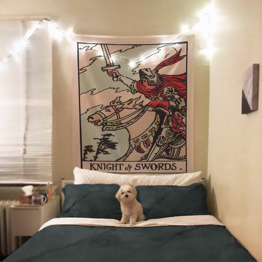 Knight of Swords Tapestry – Rider Waite Tarot Card Wall Decor