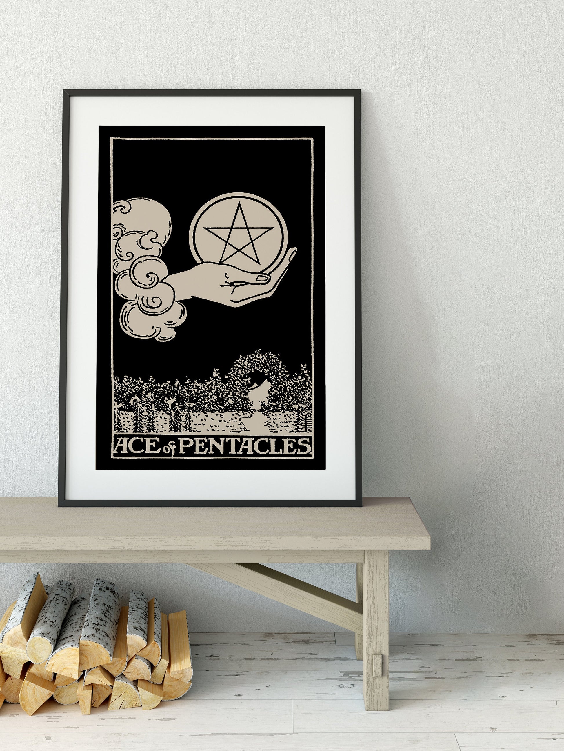 Ace of Pentacles- Tarot Card Print - The Ace of Pentacles Card Poster, No Frame