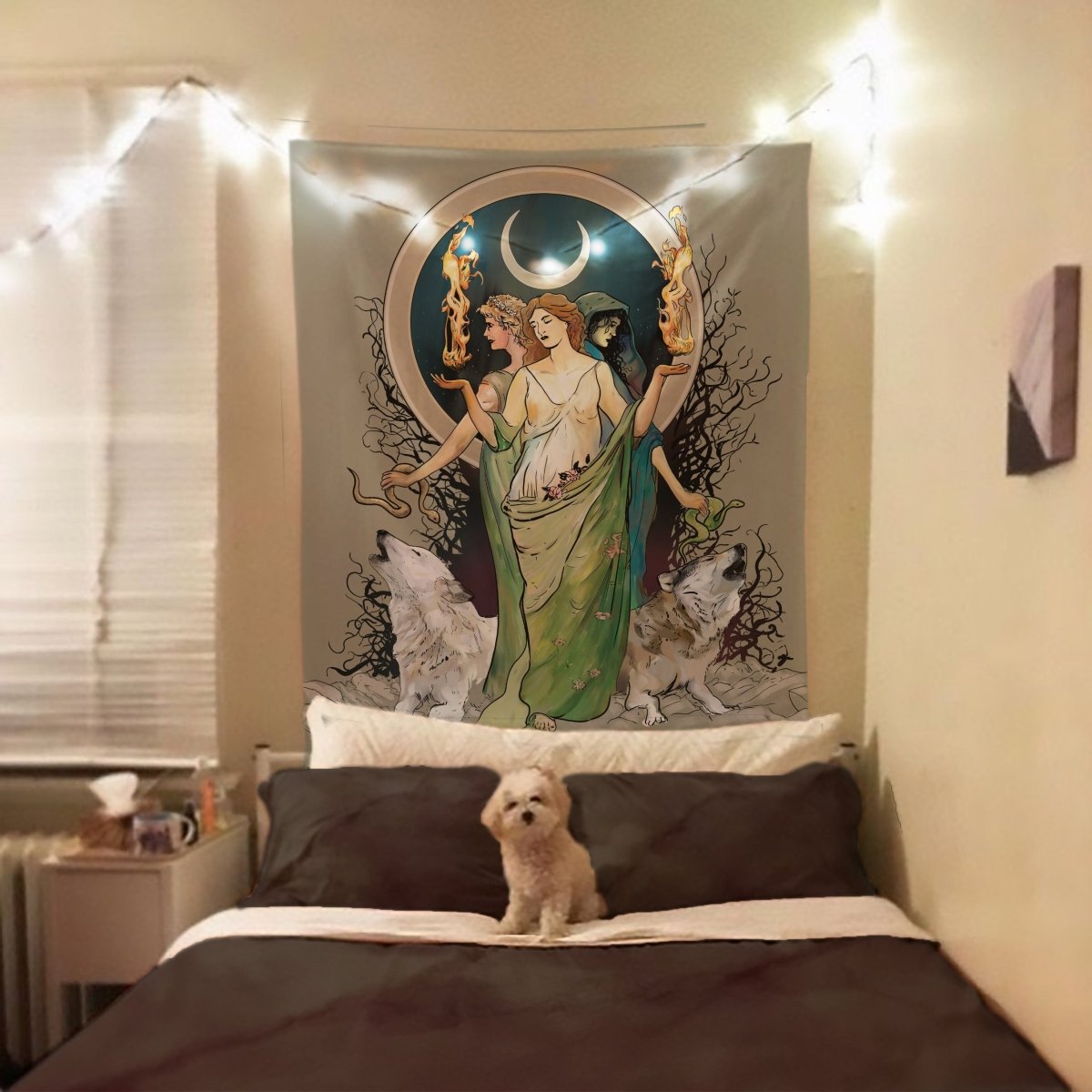 Moon Goddess Hecate Tapestry – Wiccan Witchy Wall Art