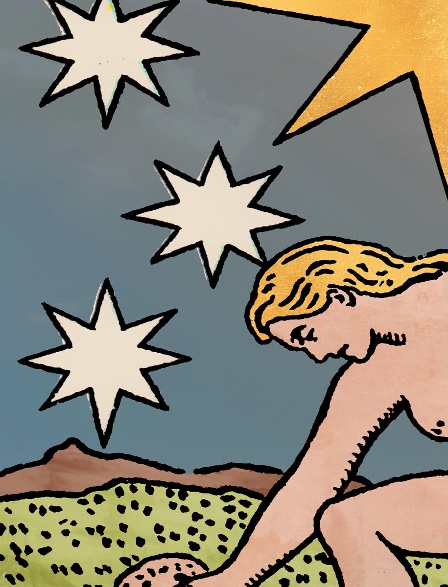 The Star Tarot Card Tapestry - Rider Waite, Watercolor Style
