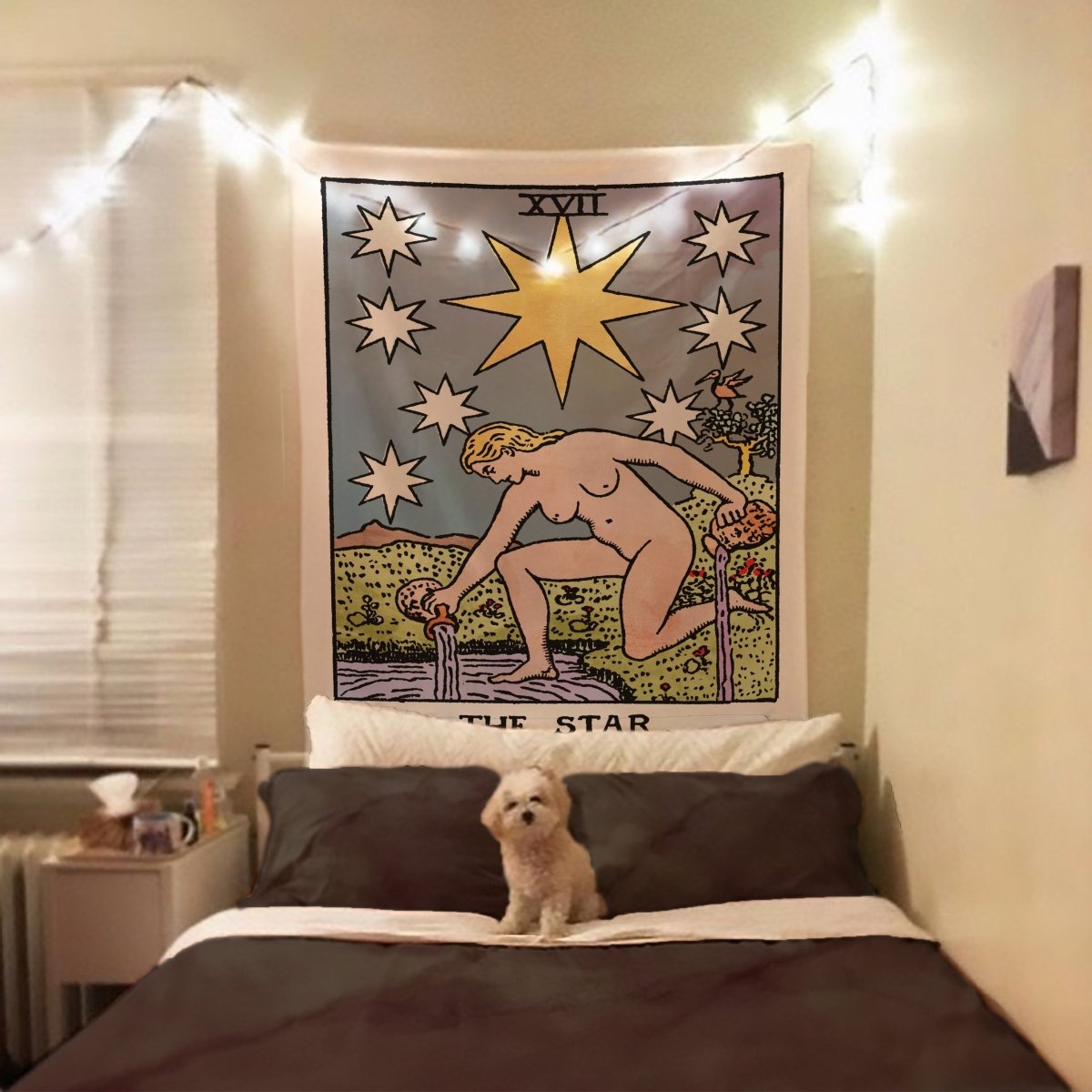 The Star Tarot Card Tapestry - Rider Waite, Watercolor Style