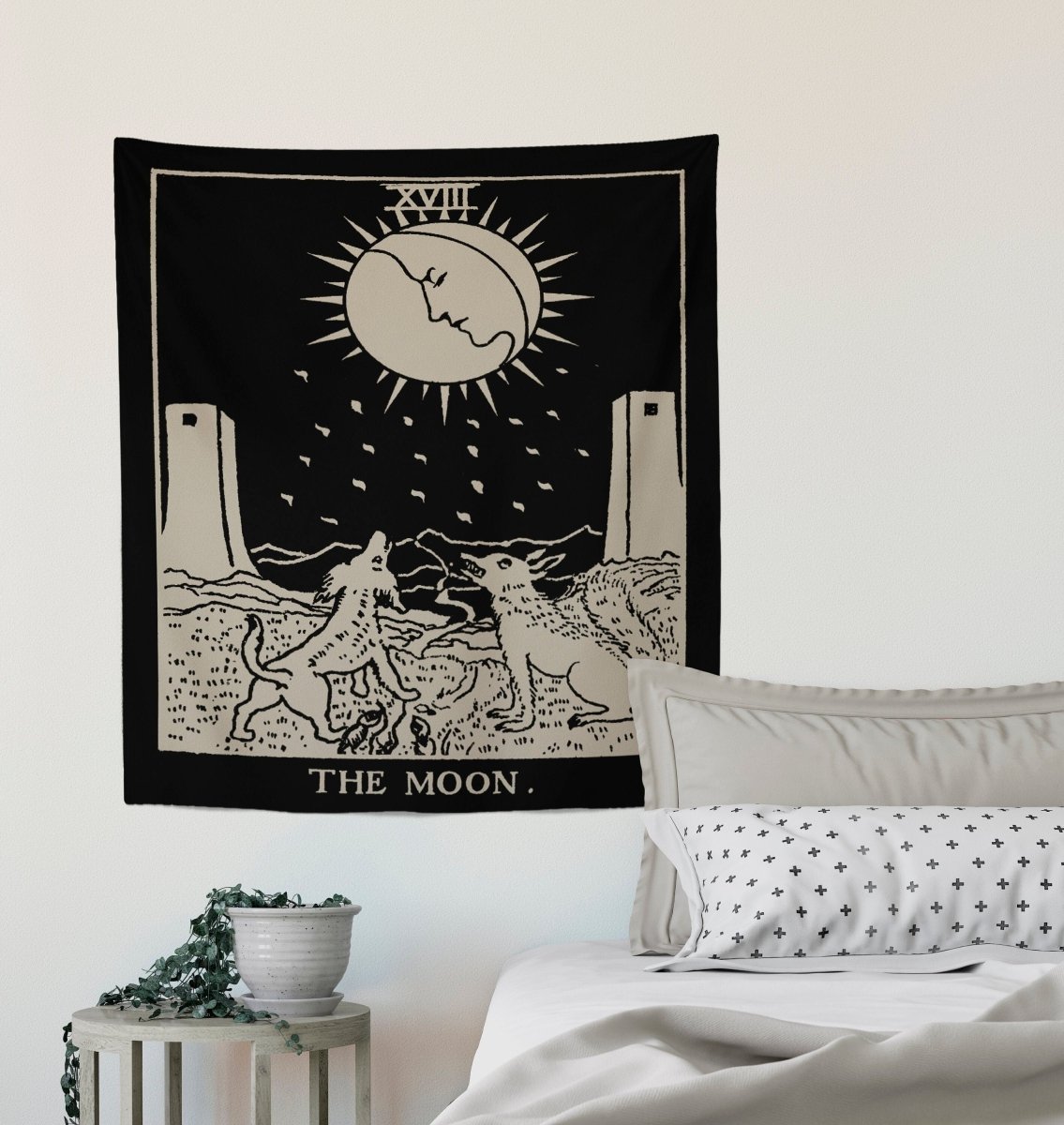The Moon Tarot Card Tapestry - Rider Waite Smith Design