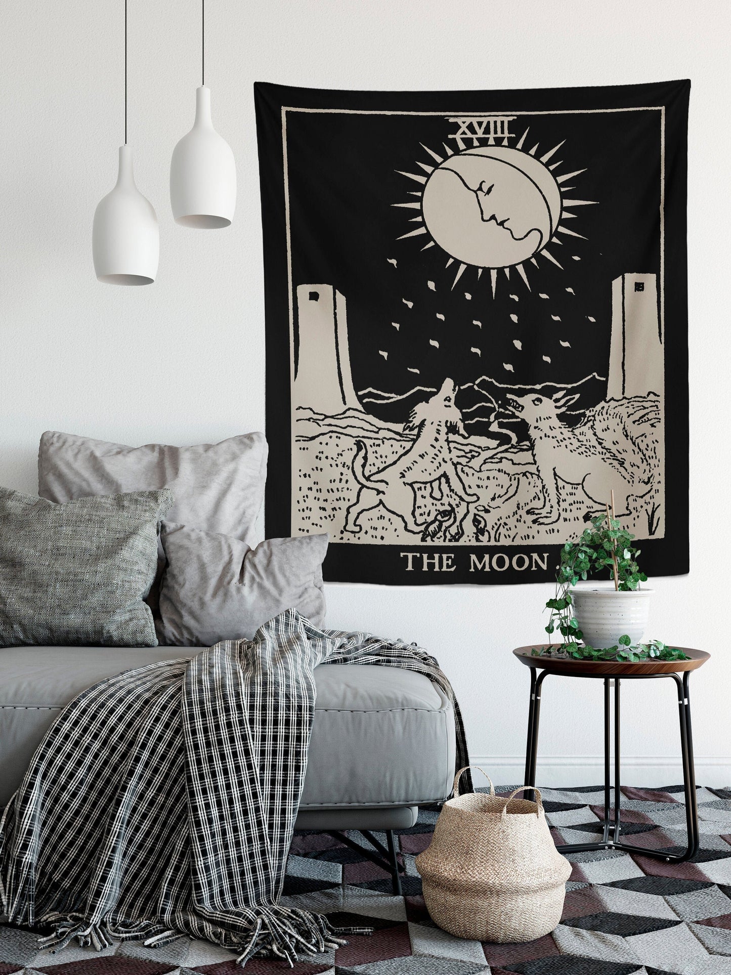 The Moon Tarot Card Tapestry - Rider Waite Smith Design