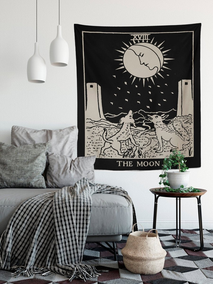 The Moon Tarot Card Tapestry - Rider Waite Smith Design