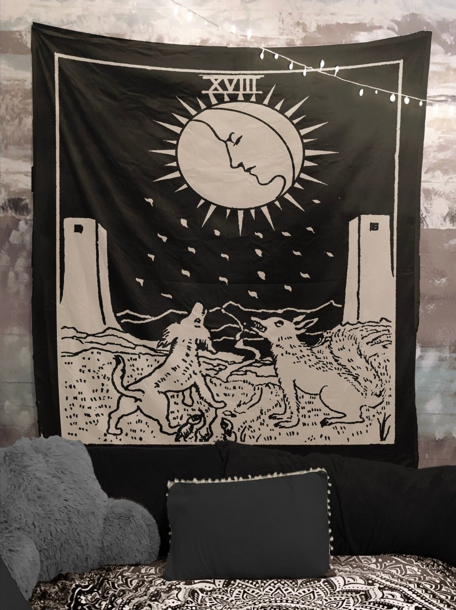 The Moon Tarot Card Tapestry - Rider Waite Smith Design