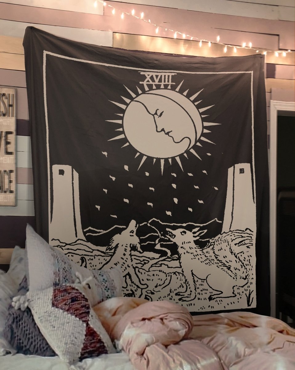 The Moon Tarot Card Tapestry - Rider Waite Smith Design