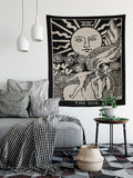 The Sun Tarot Card Tapestry - Rider Waite Black Art