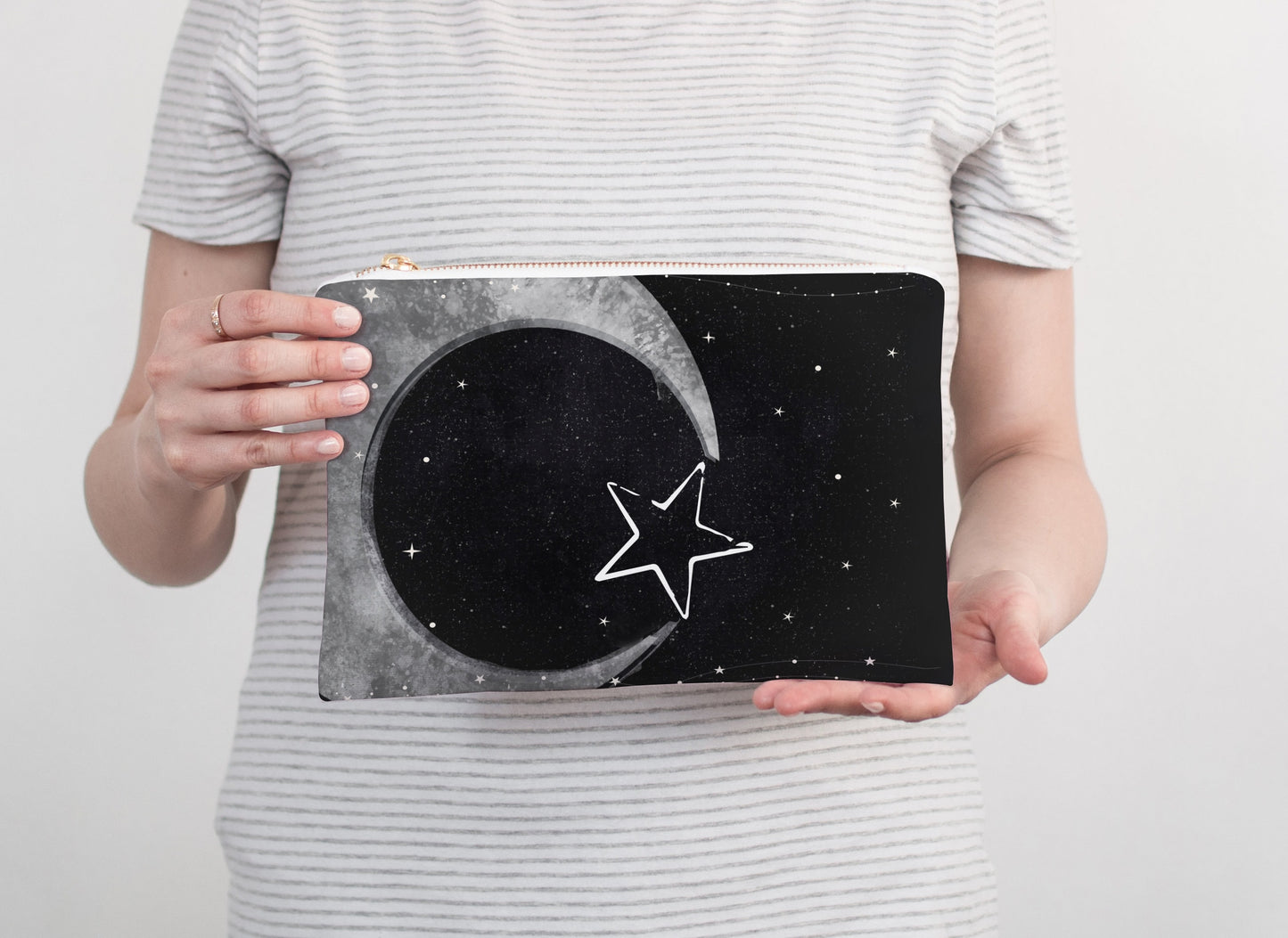 Gothic Moon and Stars Pouch: Wiccan Tarot Bag by DesignBohemian