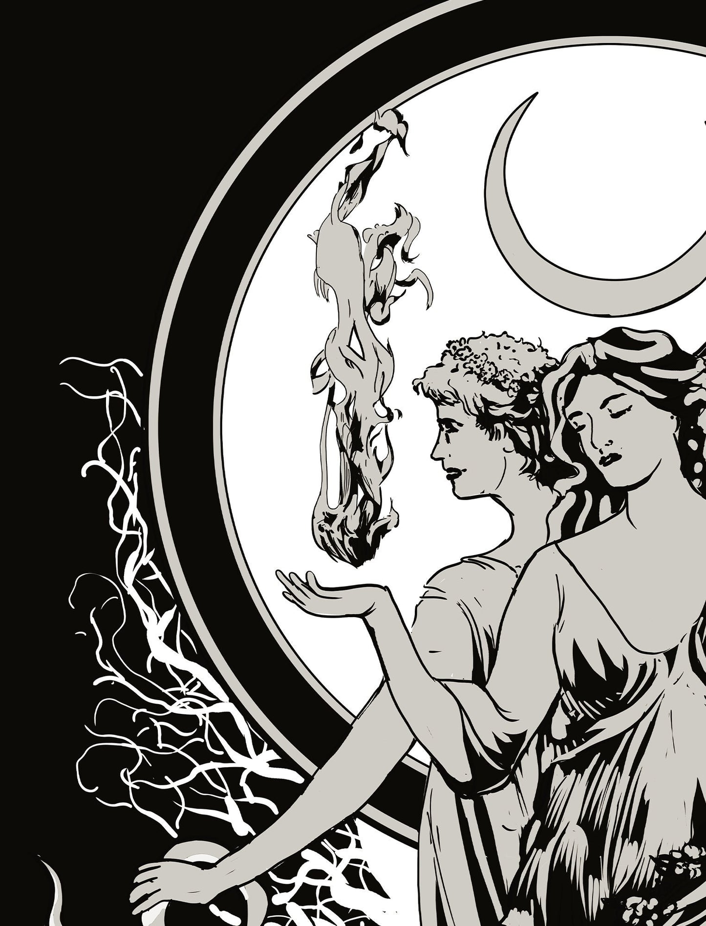Moon Goddess Hecate Tapestry - Witchy Wiccan Wall Art
