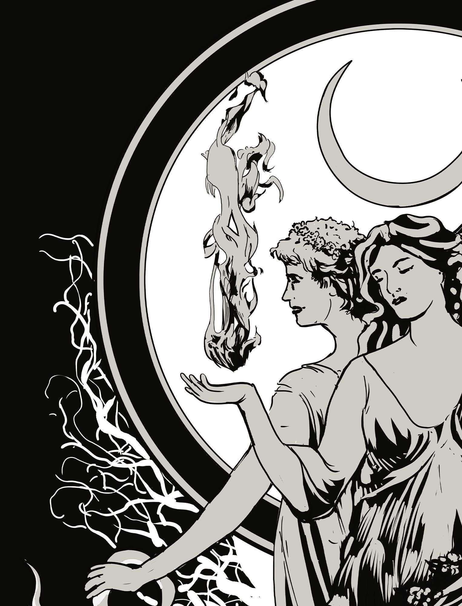 Moon Goddess Hecate Tapestry - Witchy Wiccan Wall Art