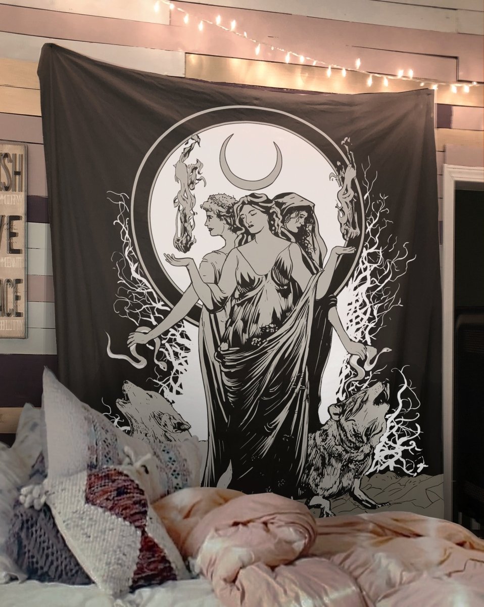 Moon Goddess Hecate Tapestry - Witchy Wiccan Wall Art
