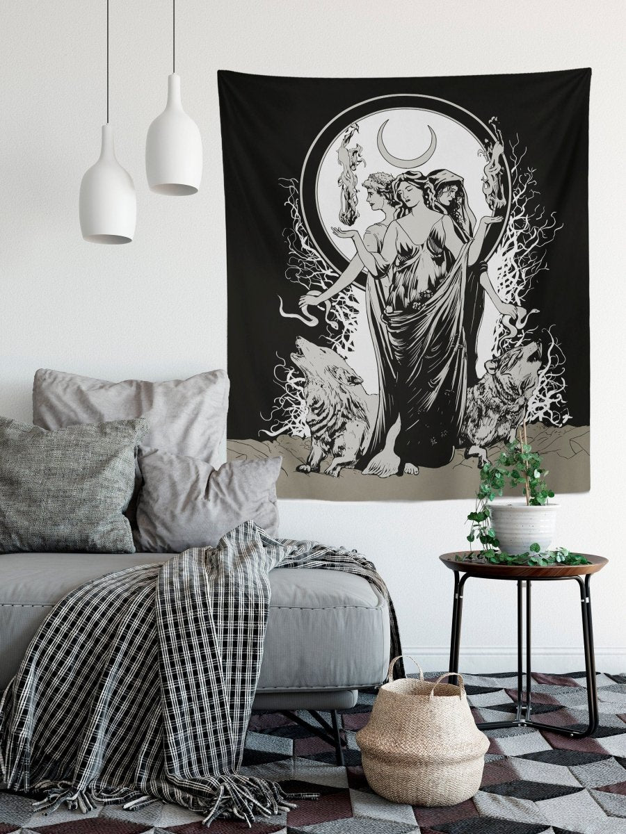 Moon Goddess Hecate Tapestry - Witchy Wiccan Wall Art