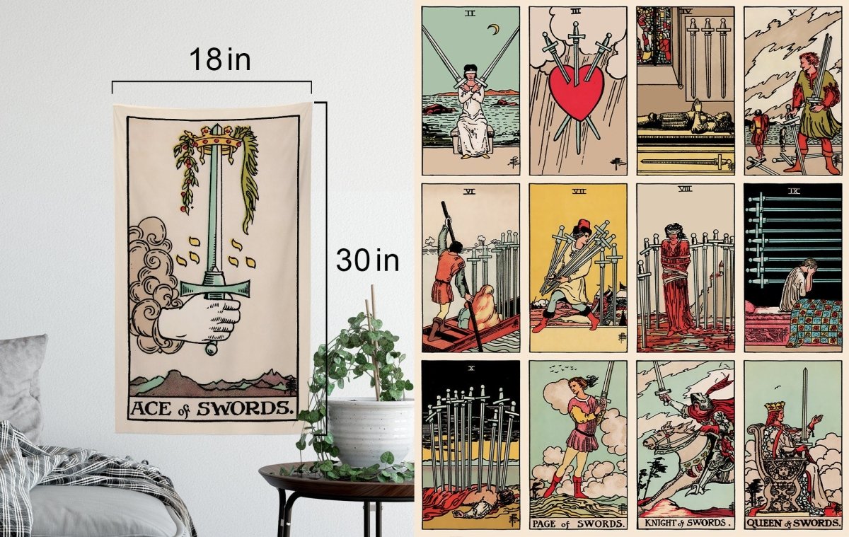 Suit of Swords Tarot Card Tapestry – Rider Waite Minor Arcana