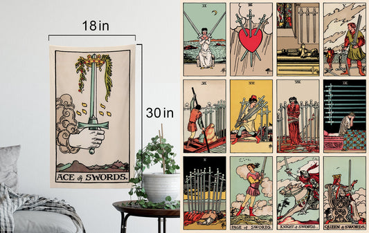 Suit of Swords Tarot Card Tapestry – Rider Waite Minor Arcana